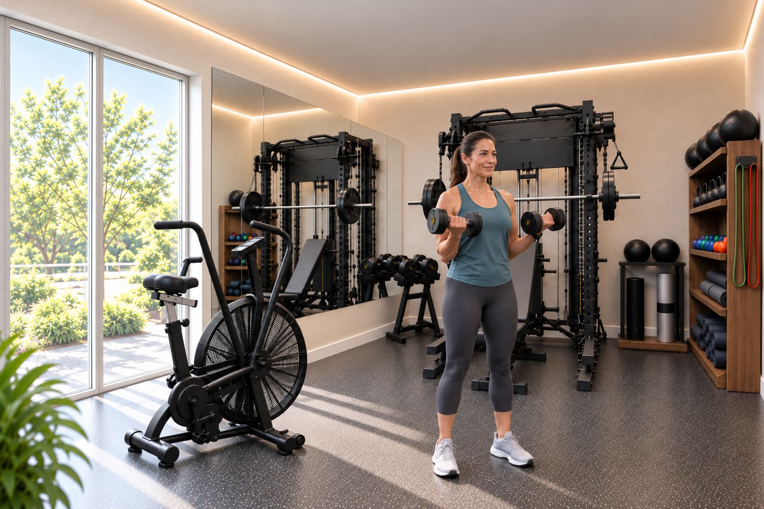 A person strength training in an OWNSET private studio concept.
