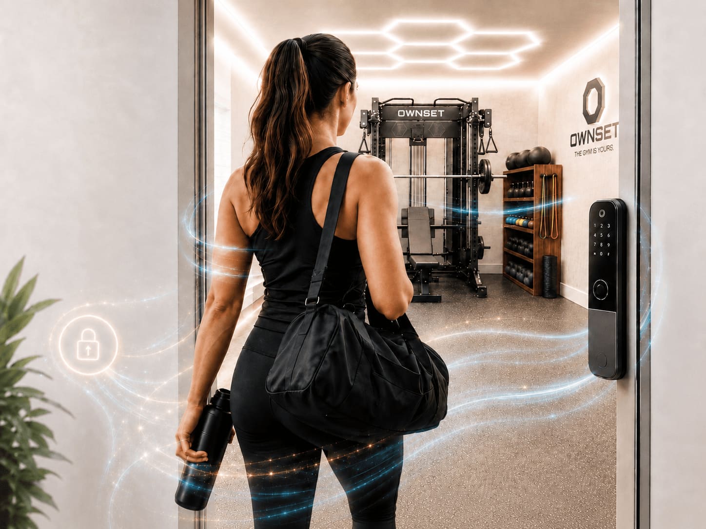 A person arriving at a private training room concept.